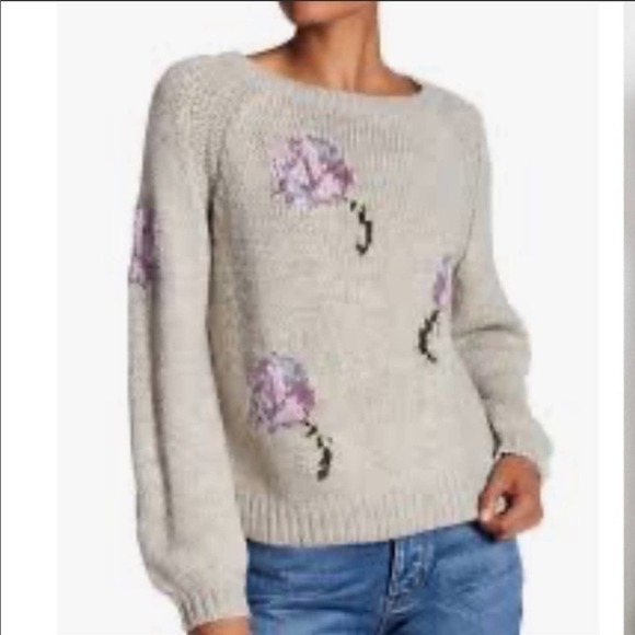 Philosophy Sweaters - PHILOSOPHY Wool Blend Floral Knit Sweater gray